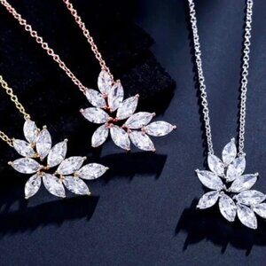 Lily's Leaf Bouquet Necklace Fashion Jewelry Wedding, GOLD